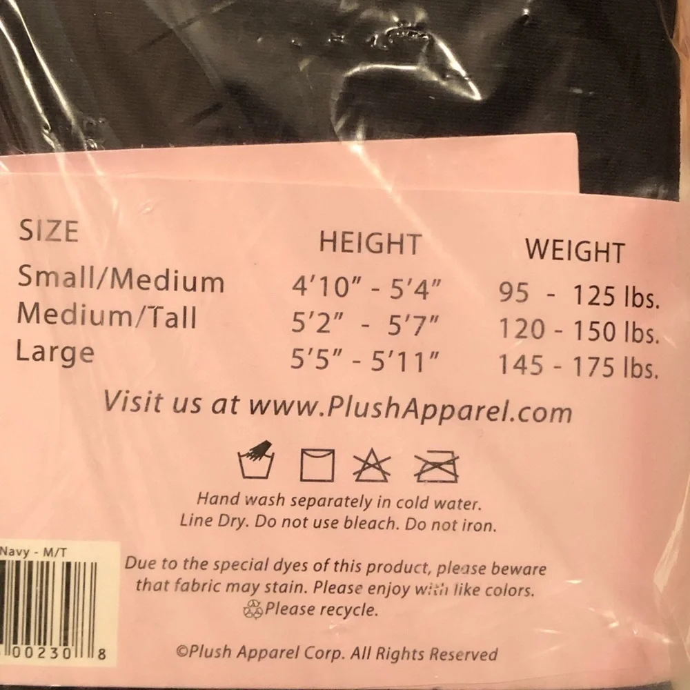 Plush Full Foot Tights Navy Size Medium NWT